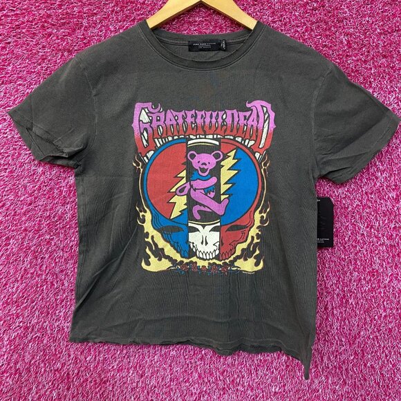 Junk Food Clothing Grateful Dead Dancing Bear & Skull Crop Top Extra Small - Picture 1 of 4
